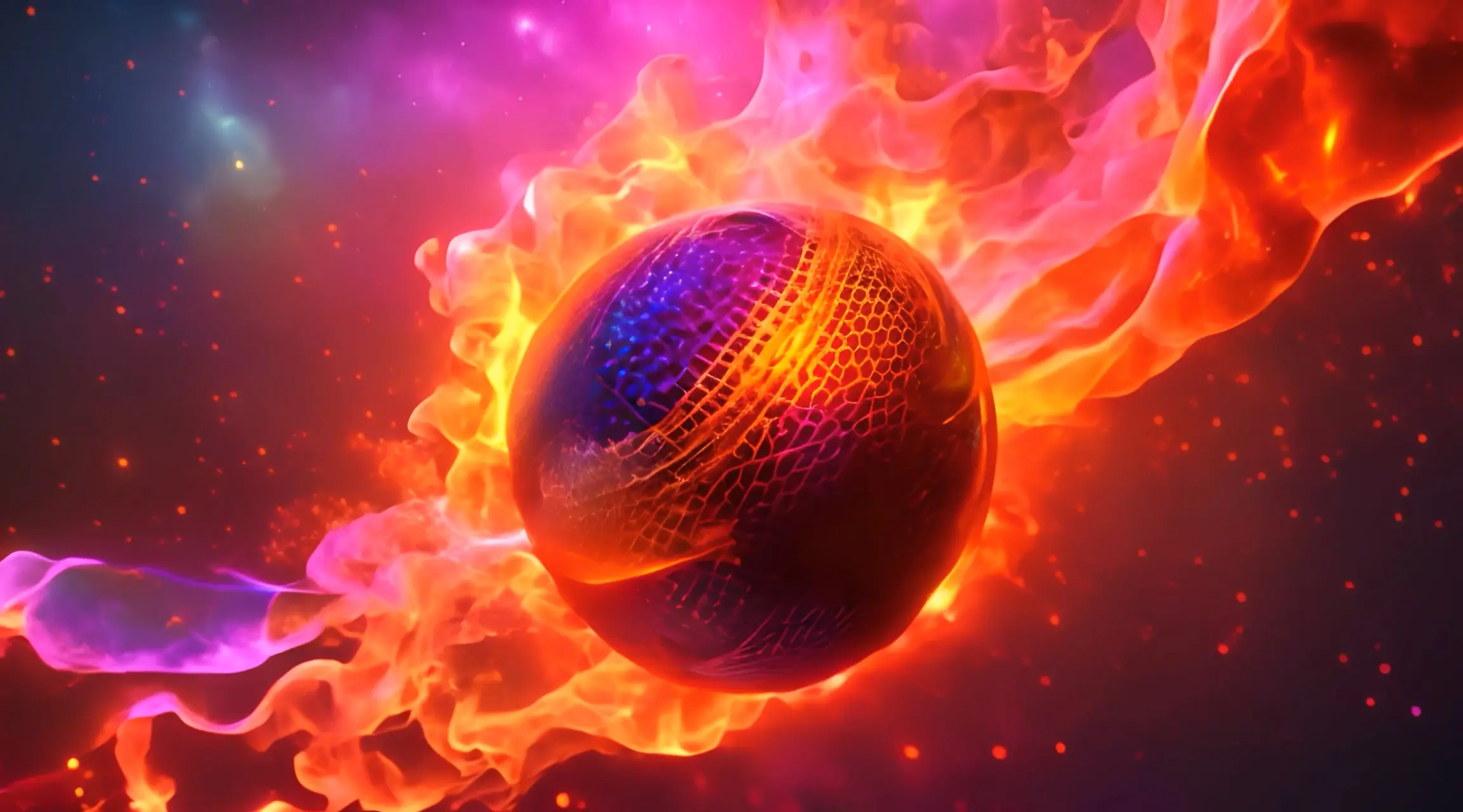 Sizzling Cosmic Ball High-Intensity Video Backdrop
